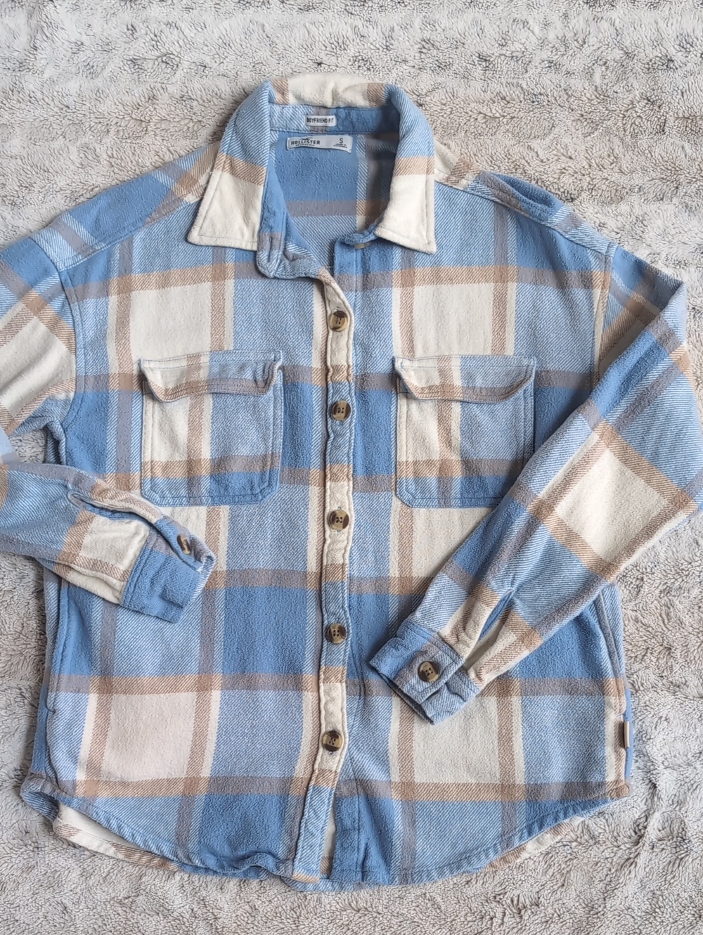 Hollister Boyfriend Fit Button-Down Flannel Shirt Shacket